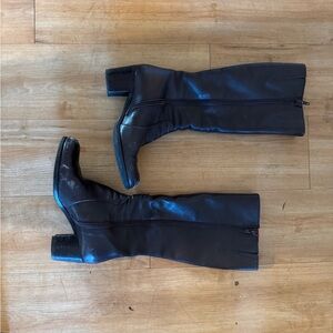 Vintage Black Leather Knee-High Boots | Block Heel | EU 36/Women’s 6